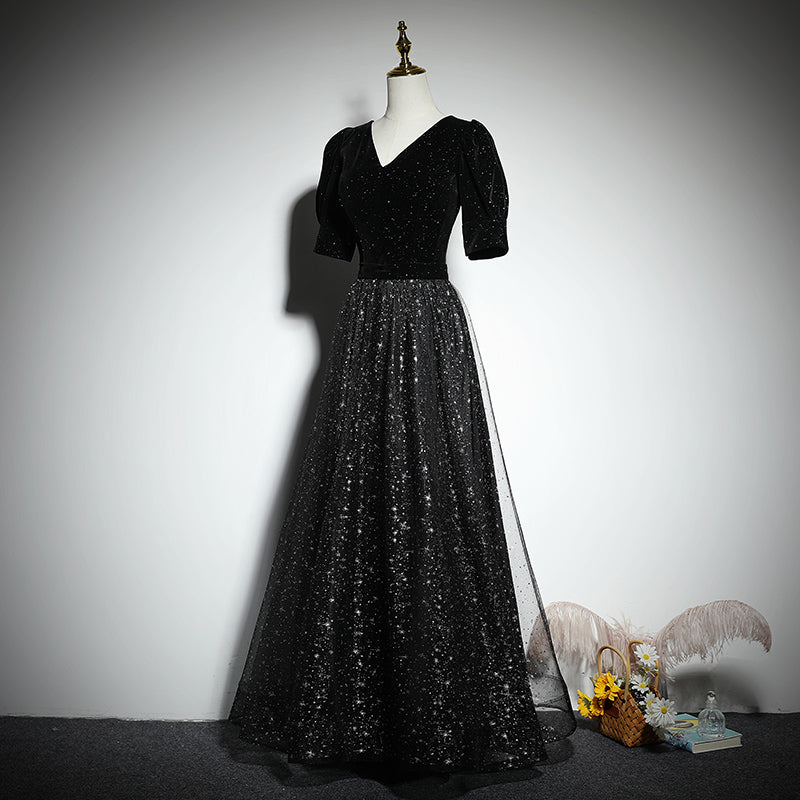 A-line black evening dress new prom dress party gowns fg193