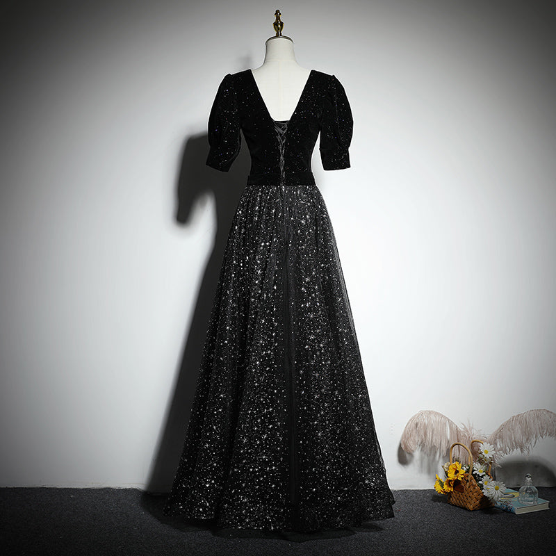 A-line black evening dress new prom dress party gowns fg193