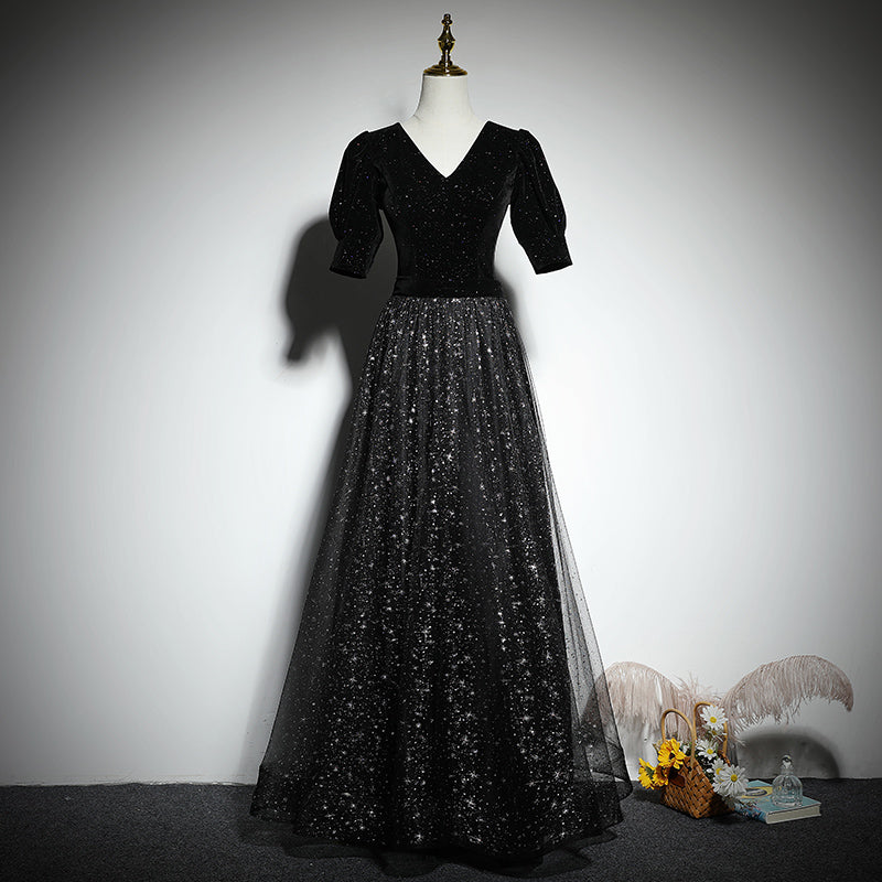 A-line black evening dress new prom dress party gowns fg193