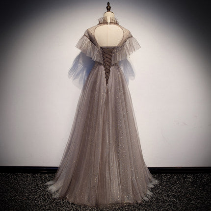 Simple A line Prom Dresses Tulle Evening Dress fg231