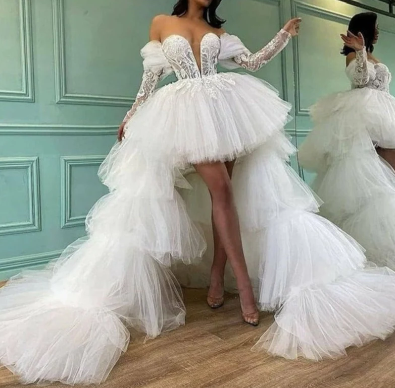SHORT FRONT LONG BACK WEDDING DRESS fg282