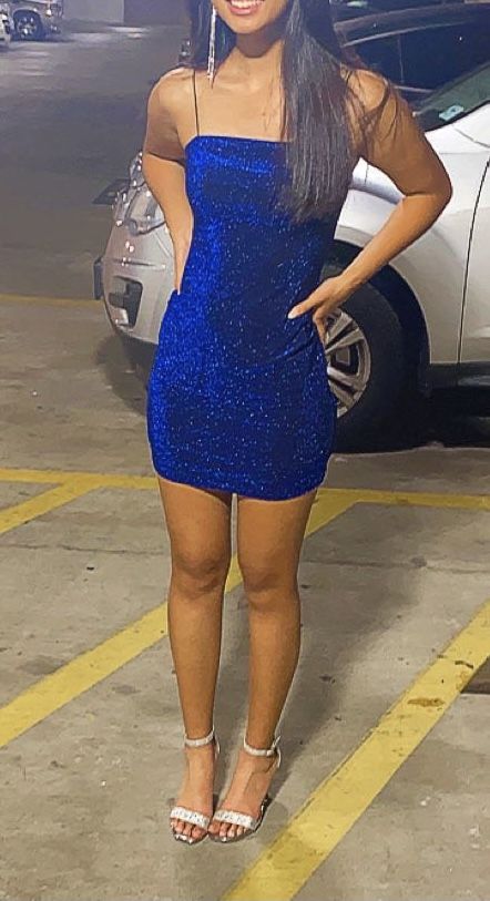 Cute Hoco Dresses Party Dresses Royal blue Sequin Homecoming Dresses fg284