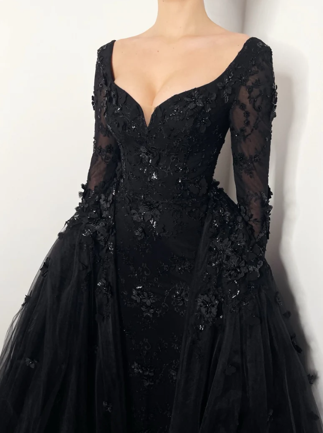 elegant 3D floral beaded wedding dress fg363