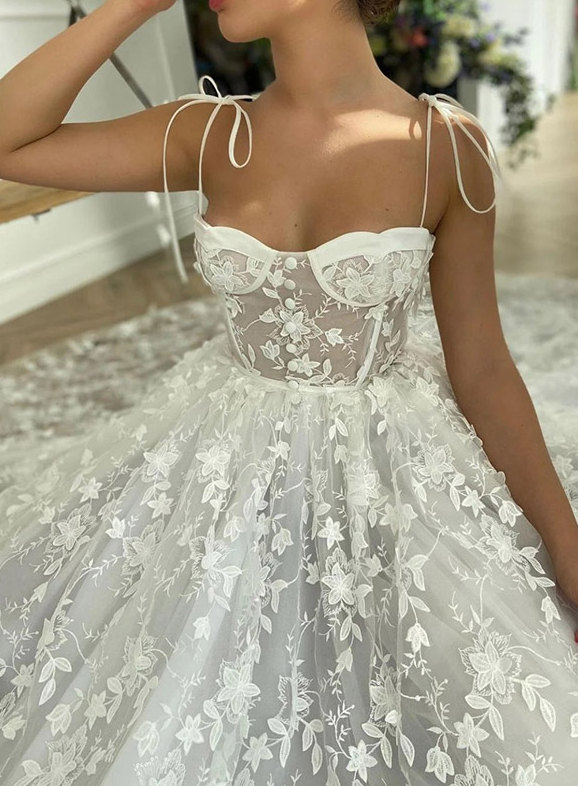 Lace See-Through Underwired White Color Wedding Dress Maxi Dress fg602