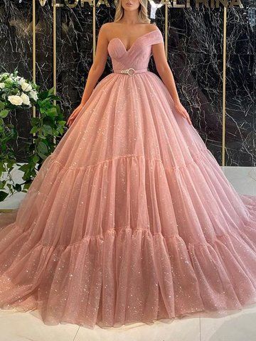 Elegant One-Shoulder Empire Belted A-Line Pink Evening Maxi Dress fg627