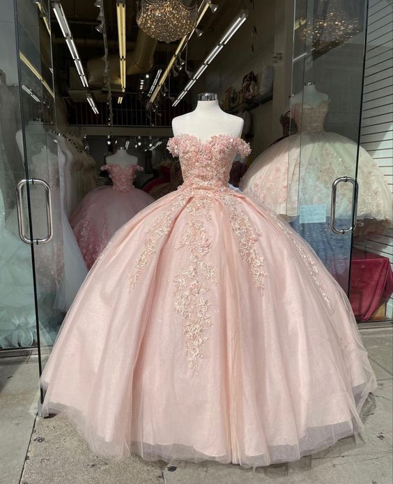 Quinceanera Dresses Lace Applique Sweet 16 Dress Ball Gown Prom Dress fg896