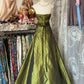A Line Green Strapless Prom Dress Evening Party Dress   fg7383