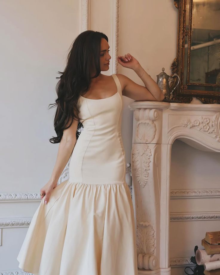 Elegant Square Neck Maxi Dress Sleeveless Women's Party Dress   fg7378