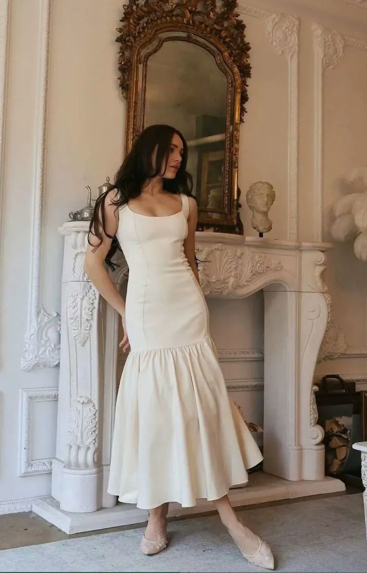 Elegant Square Neck Maxi Dress Sleeveless Women's Party Dress   fg7378