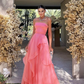 simple pink prom dress,modest evening dresses      fg1002