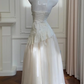 Ivory V-neckline Halter Long Prom Dress, Retro Lace Party Dress Formal Dress  fg8748
