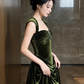 Green Velvet Sweetheart Long Prom Dress, Green Velvet Wedding Party Dress Formal Dress  fg8721