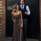 Simple Brown Spaghetti Straps A Line Prom Dress Party Dress     fg7520
