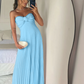 Strapless A Line Pink Long Prom Dress Pleated Formal Party Gown       fg6582