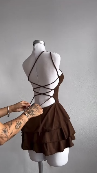 Brown Sexy Short Evening Dress Cocktail Dresses Short Party Dress    fg7861