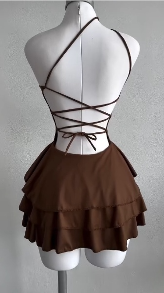 Brown Sexy Short Evening Dress Cocktail Dresses Short Party Dress    fg7861