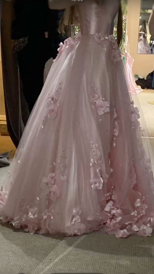 Pink Tulle Prom Party Dress Graduation Dress Evening Dress Birthday Dress  fg8453