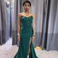 Green Mermaid Sleeveless Evening Dress with Slit      fg5151