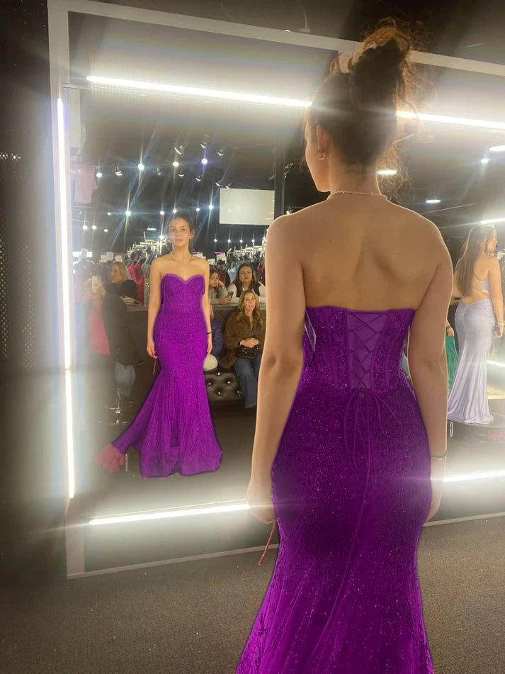 Hot Pink Mermaid Long Prom Gown Evening Dress    fg7395