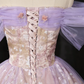 Light Purple Floral Tulle Prom Dress with Lace, A-line Off Shoulder Evening Dress Formal Dress  fg8733