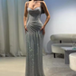 Gorgeous Spaghetti Straps Silver Sequin Side Slit Long Prom Dress Evening Dress fg8359
