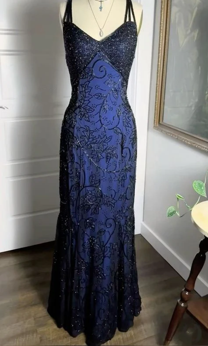 Beaded Vintage Long Prom Party Dresses Formal Dress Graduation Dress fg8354