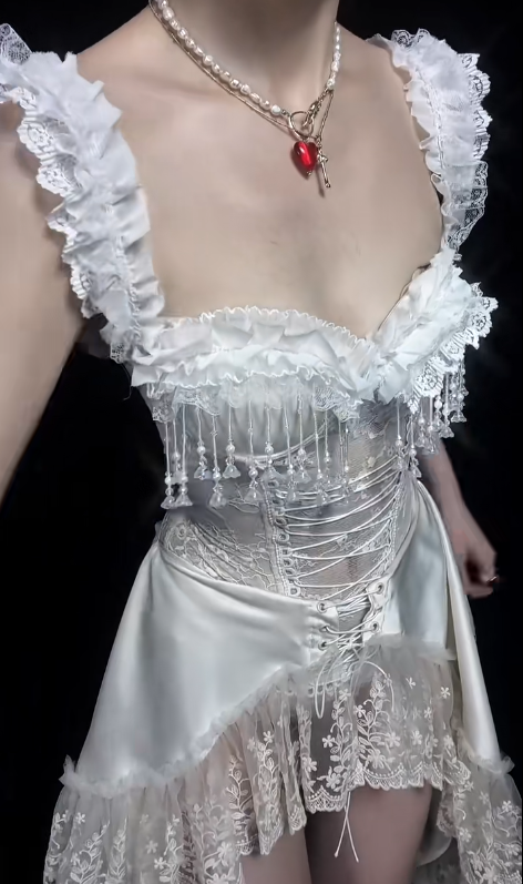 Off The Shoulder White Lace High Low Prom Dress Evening Party Dress fg8326