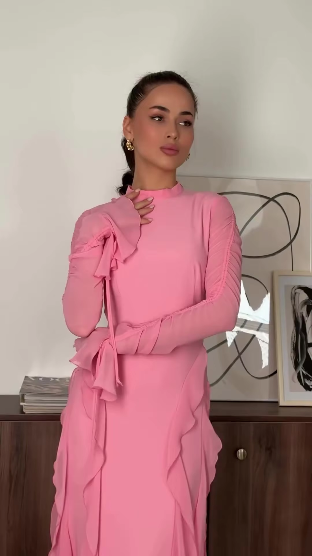 Ruffle Chiffon Women's Casual Dress Long Party Dress   fg7442