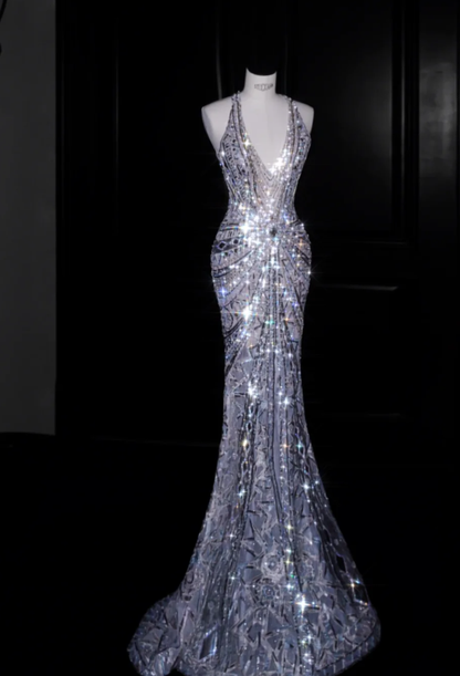 Robe de soirée longue sirène colorée à paillettes, tenue de remise de diplôme fg8362