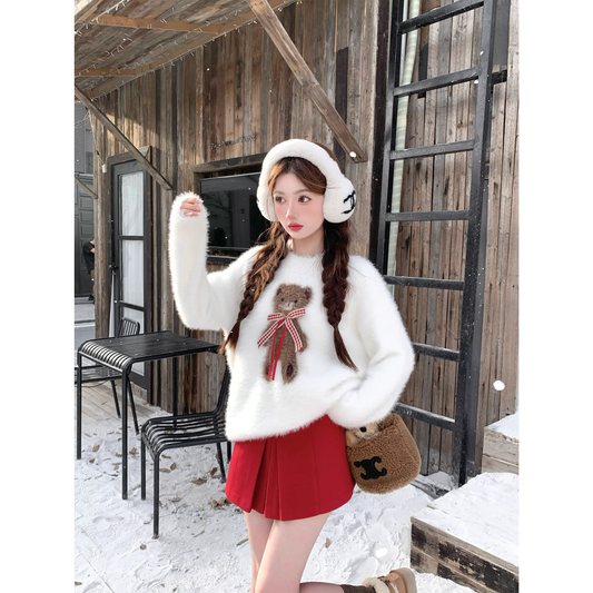White sweater for women, autumn and winter top  A46