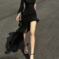 Black Irregular Birthday Outfit Short Evening Dress Short Party Dress Cocktail Dresses   fg8064