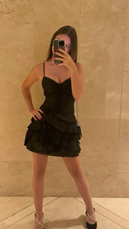 Black Short Evening Dress Cocktail Dresses Short Party Dress    fg7856