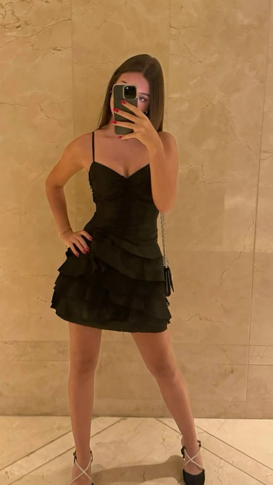 Black Short Evening Dress Cocktail Dresses Short Party Dress    fg7856