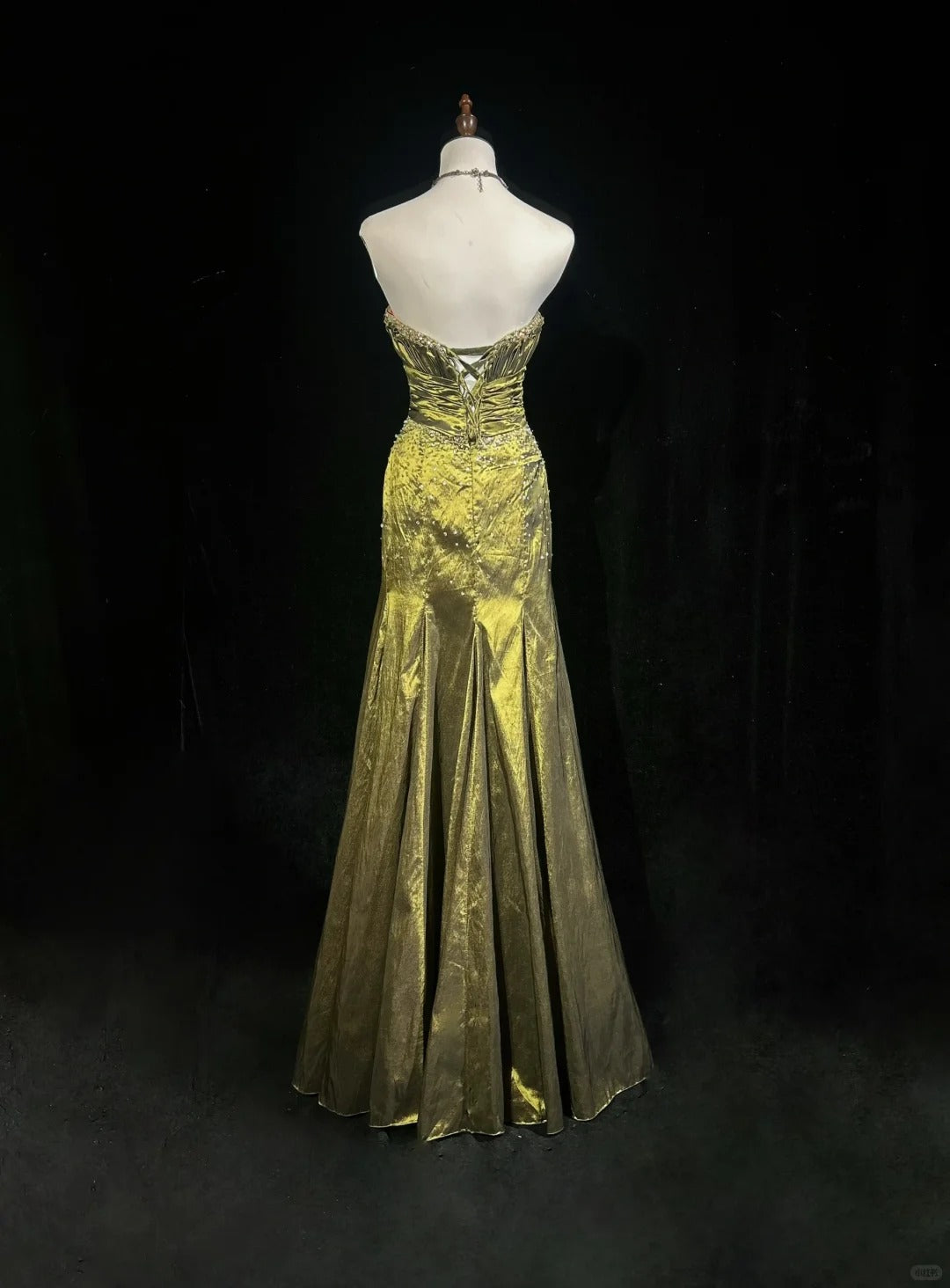 Vintage Green Strapless Long Prom Party Dress Long Evening Dress   fg8083