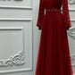 Dress with pearl long sleeve tulle Muslim dress, elegant evening dress     fg6035