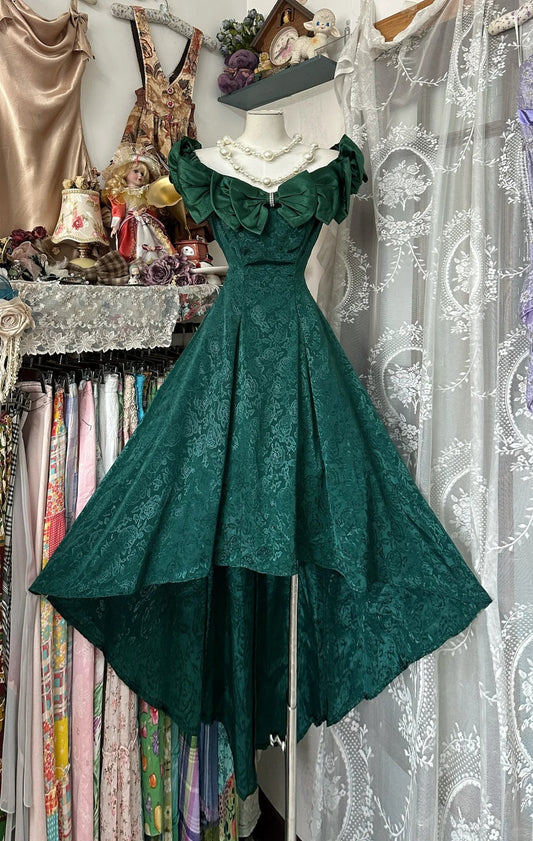 A Line Dark Green Vintage Evening Dress Elegant Sleeveless Prom Dress    fg8175