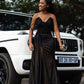 Black Strapless Pearls Prom Party Dress Formal Evening Dress    fg7522