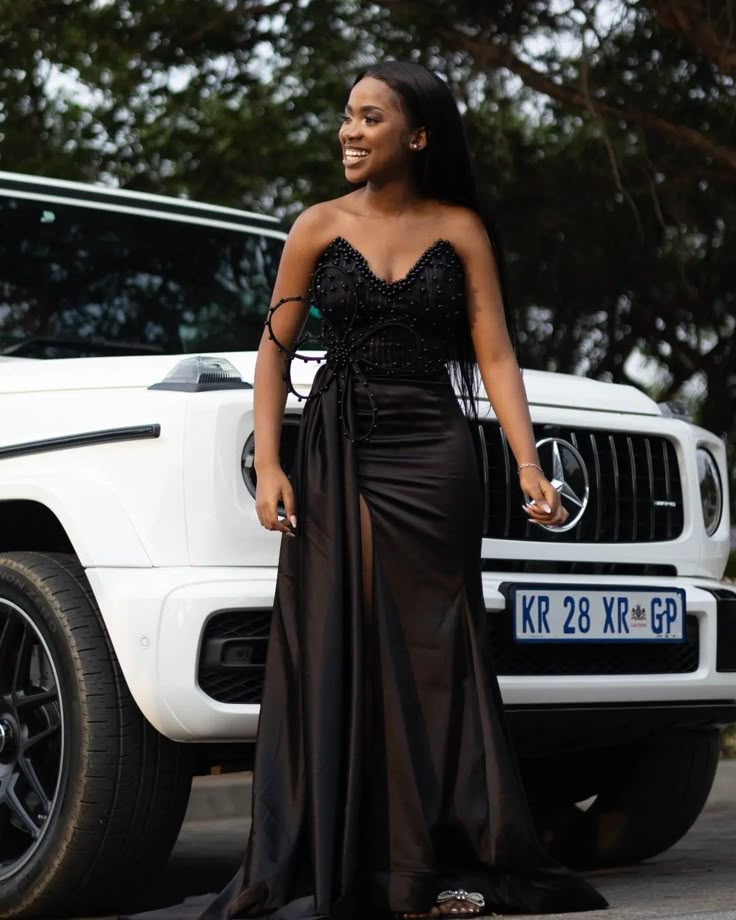 Black Strapless Pearls Prom Party Dress Formal Evening Dress    fg7522