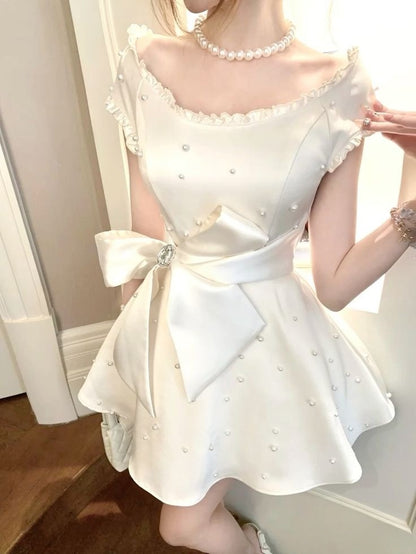 A Line White Short Evening Dress Cocktail Dresses Short Party Dress   fg7879