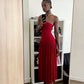 Red Strapless A-Line Long Party Dress Wedding Guest Dress       fg7403