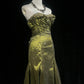 Vintage Green Strapless Long Prom Party Dress Long Evening Dress   fg8083