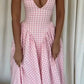 A Line Halter Sleeveless Plaid dress Evening Party Gowns    fg7423