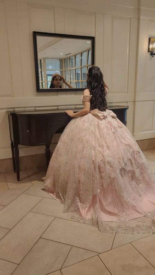 Pink Off Shoulder Design Princess Quinceanera Dresses Sweet 16 Ball Gowns     fg8070