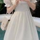 A Line White Short Sleeves Evening Gowns, Party Prom Dress    fg7464