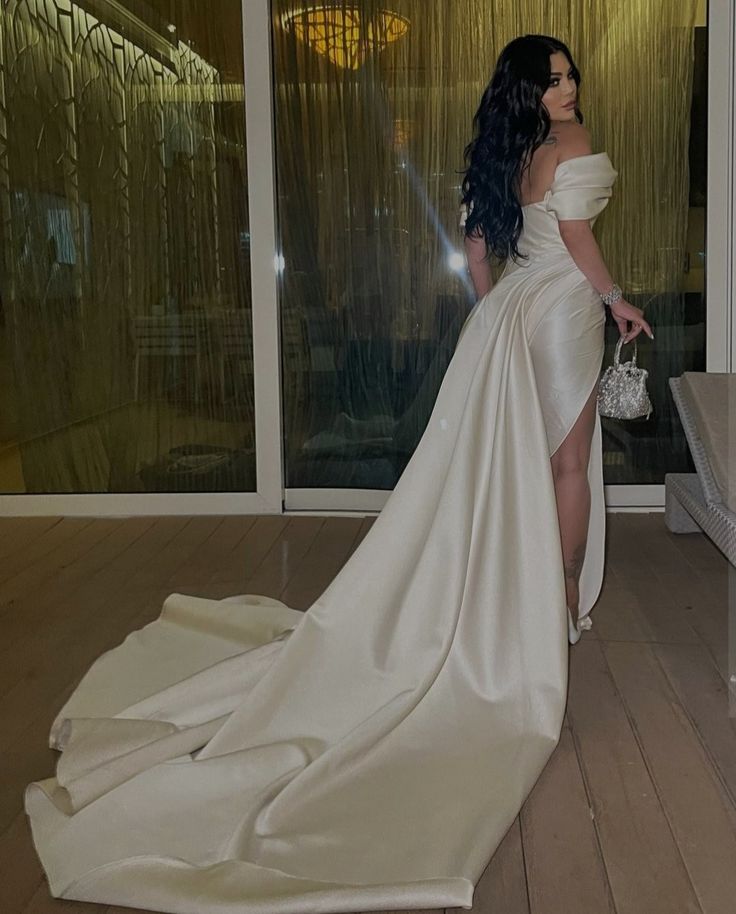 Vintage long satin pleated dress for women, elegant evening dress     fg7491