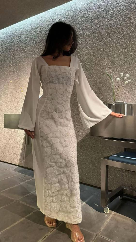 Square Neck Long Sleeves Prom Dresses Formal Evening Dress  fg7597