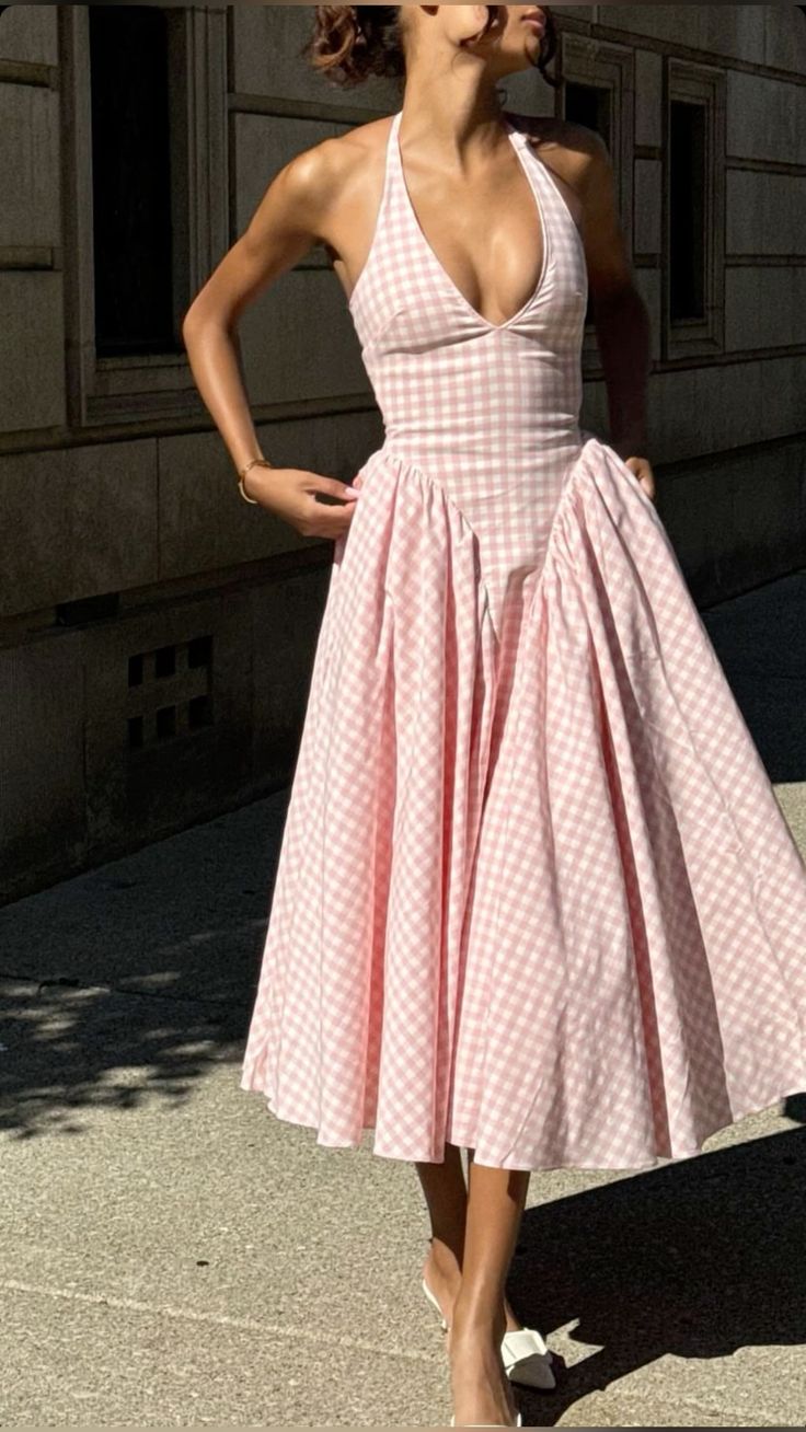 A Line Halter Sleeveless Plaid dress Evening Party Gowns    fg7423