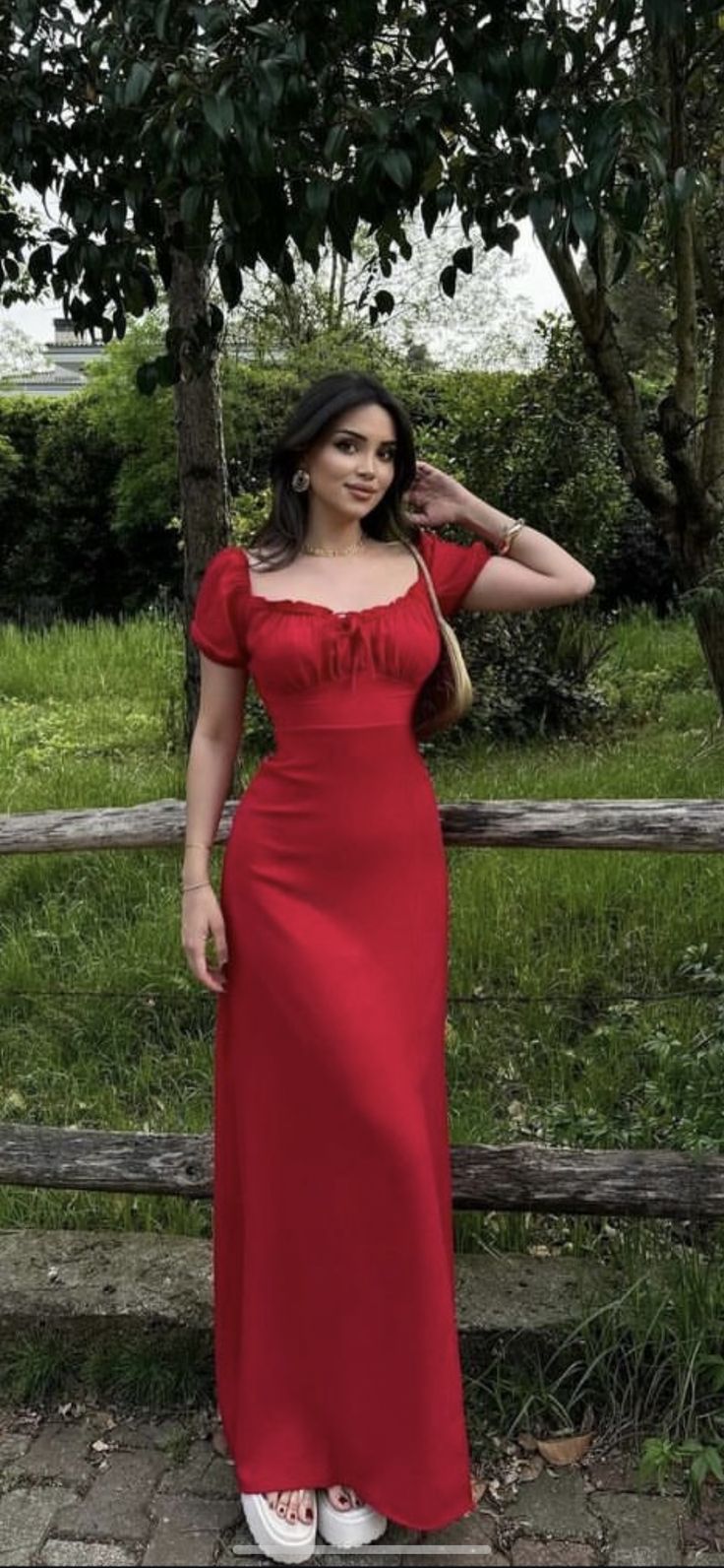 Red Party Dress Long Evening Dress Vintage Prom Dress    fg8144
