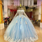 Gorgeous Blue Quinceanera Dresses With Cape Luxury Flowers Corset Ball Gown Princess Birthday Party Dress Sweet 15 Vestios Gala     fg5745