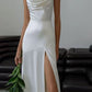 Spaghetti Straps Sleeveless White Prom Dress          fg4971